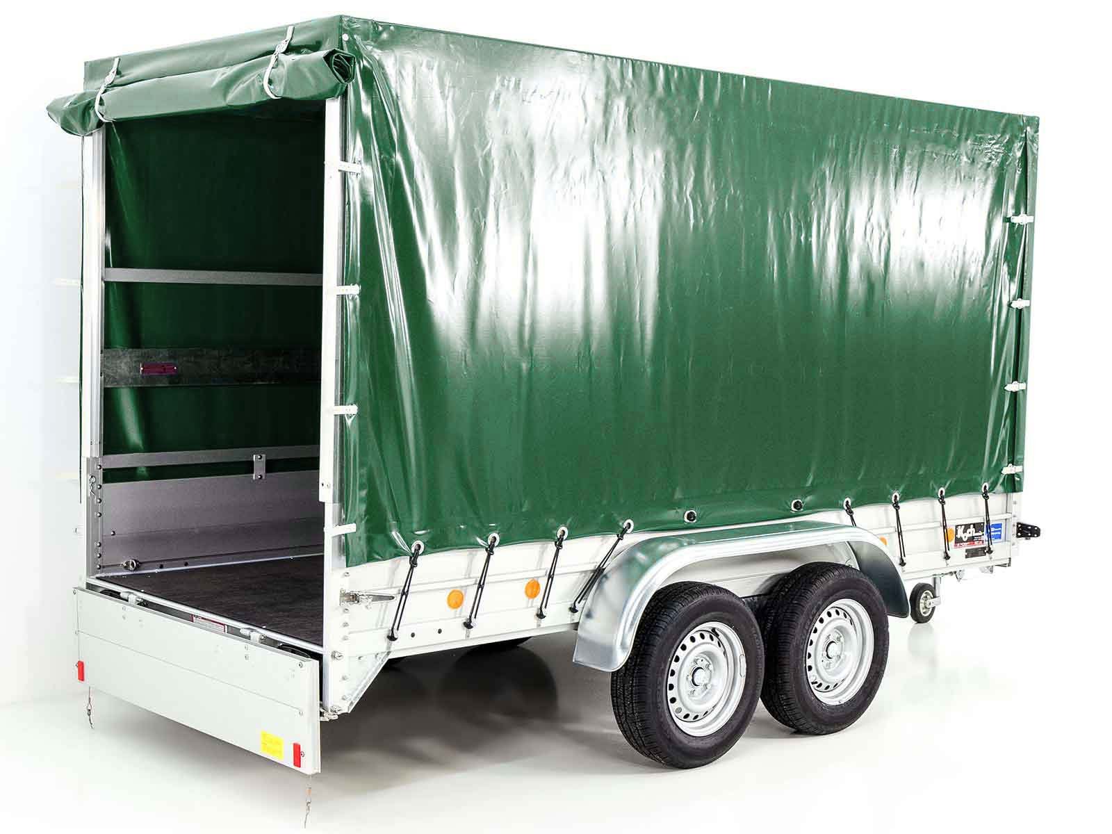 9mitplane-7 Remorque porte-voitures | Surface utile 150 x 350 cm | Charge utile 2600 kg | Bâche verte | Type 8.26 – Image 1